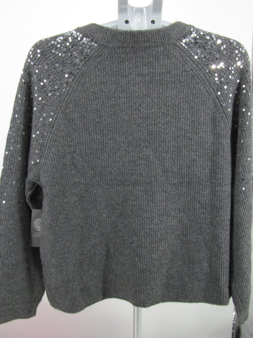 NWT VINCE CAMUTO cozy and bright SEQUINS sweater HEATHERED GRAY sz MEDIUM - Picture 7 of 9